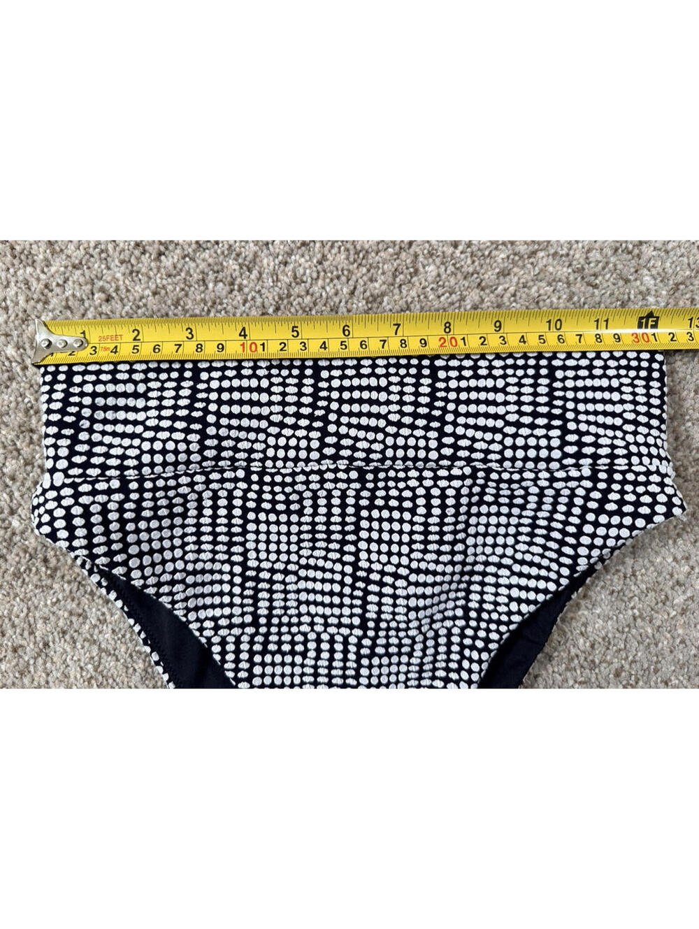 Aerie Jacquard Black White Polka Dot Bikini Set Tie Scoop Top High Cut Size M - Picture 9 of 11
